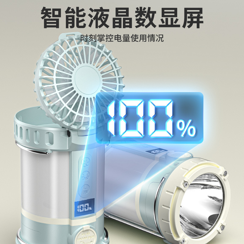 Explosiones transfronterizas al aire libre techo camping lámpara ventilador eléctrico camping atmósfera luz de luz intensa linterna de detección