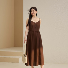 【性感吊带V领连衣裙】纤莉秀大码女装优雅轻熟风长裙胖mm秋新款