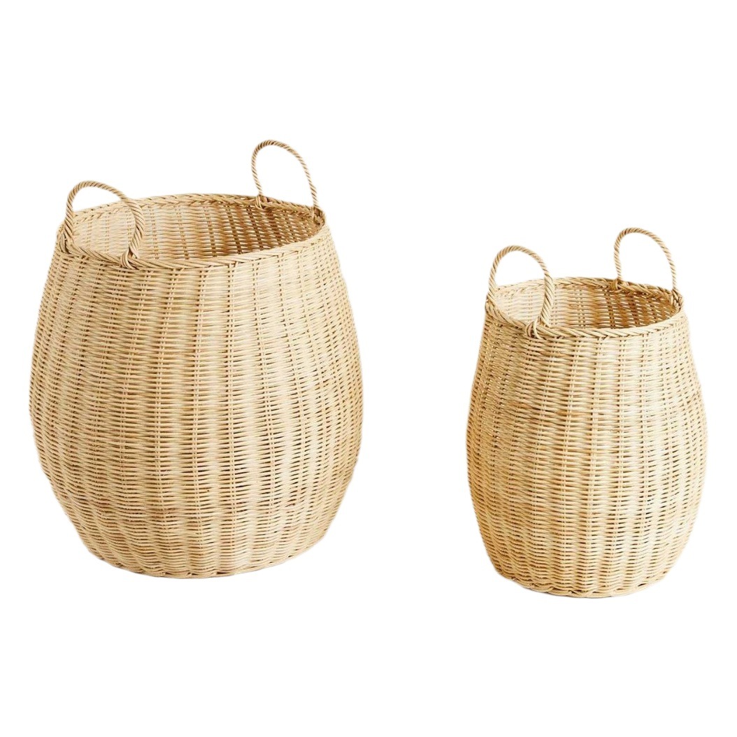 Cesta de almacenamiento redonda de ratán natural estilo americano para juguetes, ropa y artículos diversos, adecuada para ventanas y salas de estar.