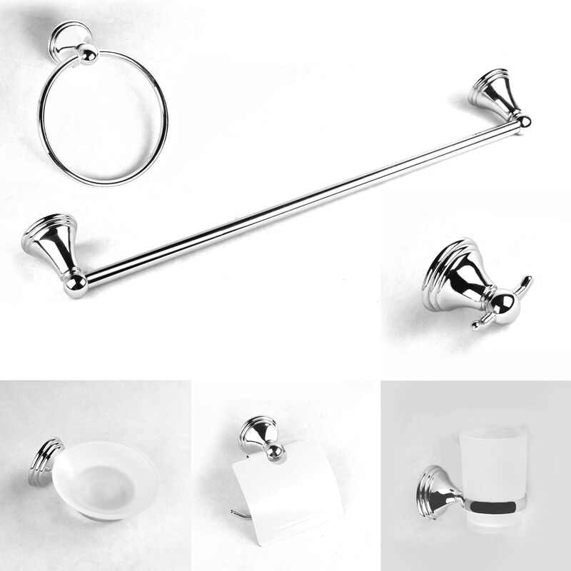Cross-Border Exclusive Supply of Zinc Alloy Small Three-Ring Base Bathroom Towel Bar Set, 6-Piece Bathroom Hardware Combination Set Cross-Border Exclusive Supply of Zinc Alloy Small Three-Ring Base Bathroom Towel Bar Set, 6-Piece Bathroom Hardware Combination Set