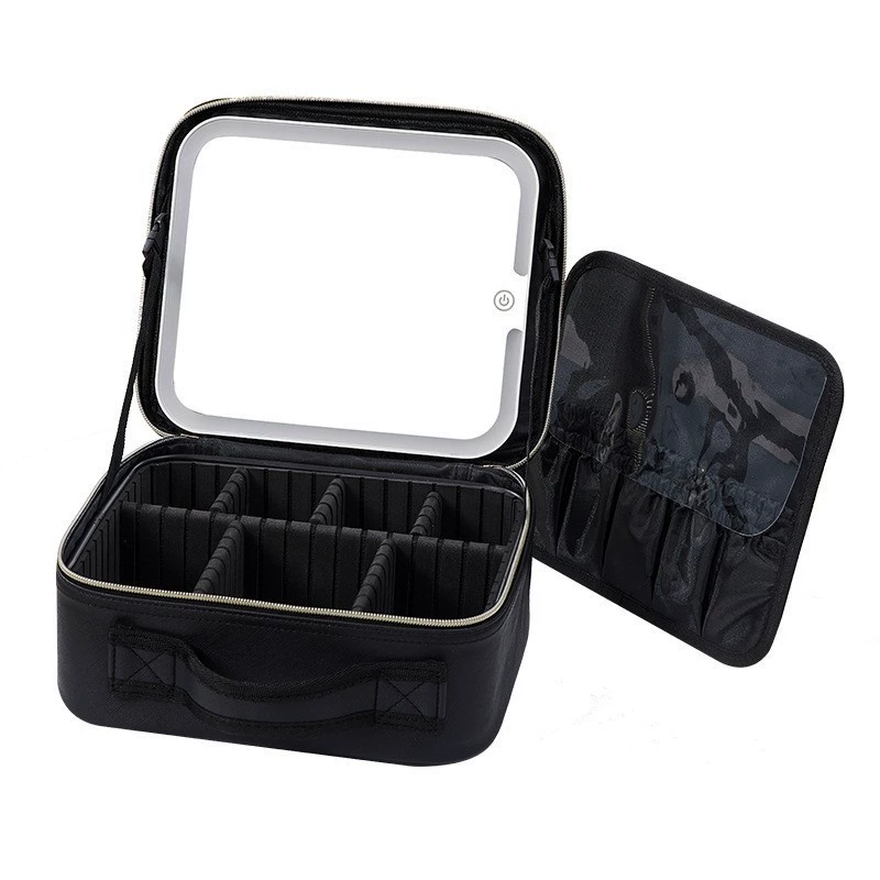 (Cross-border trading), capacious mirror with light, handheld cosmetic bag, purse, storage box, new collection, classification, high-quality style