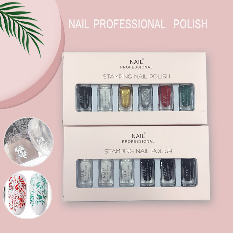 New Nail Art Painting Printing Oil Transfer Printing Template Nail Polish Set Full Set of 6 Boxed Printing Oil