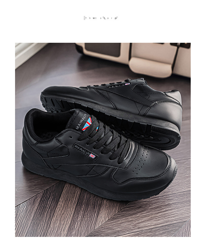 Men's Leather Casual Sneakers With Thick Sole For Height Increase_voghion.com