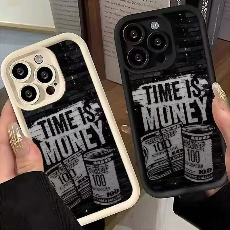 Time and Money Applicable Apple 17 Pro Max Phone Case Japanese and Korean Ins Style iPhone 16/15/14 European and American 13/