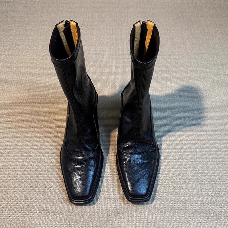 Martens, universal high elastic low boots platform with zipper