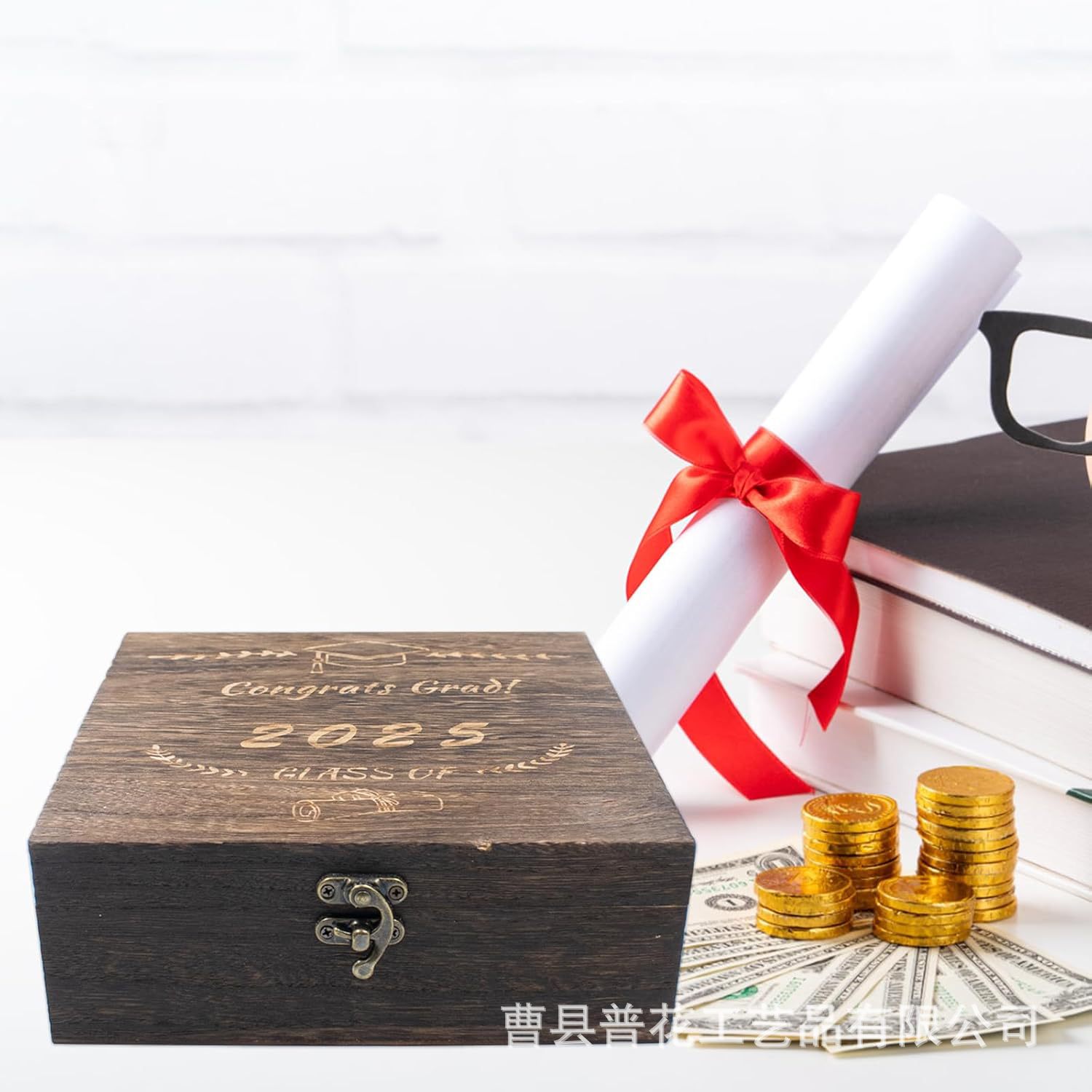 雕刻木盒毕业纪念品收纳卡片信件照片礼品珠宝纪念品纪念毕业成就