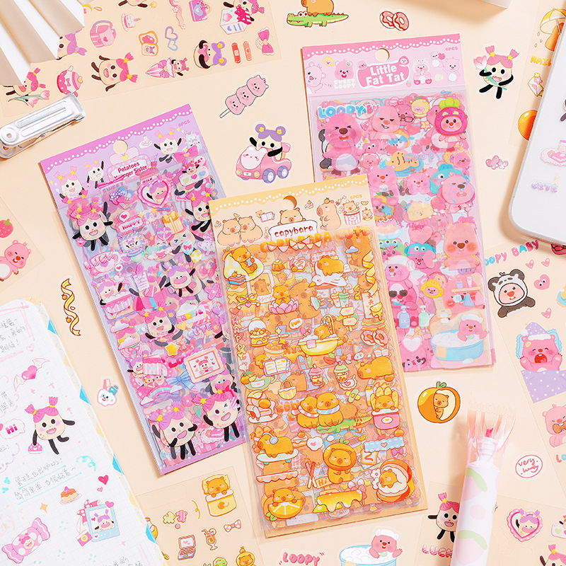 Kapibara pegatinas impermeables transparentes para mascotas diy libro de mano diario decoración papelería pegatinas pequeñas gordo patata pegatinas
