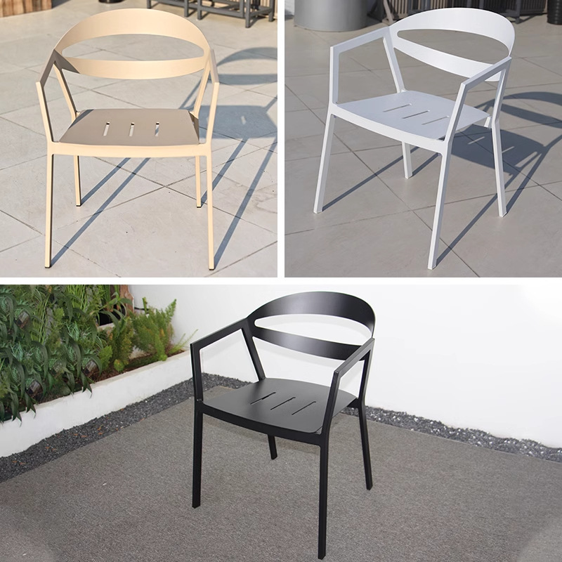 Sillas al aire libre nórdicas patio al aire libre villa silla de jardín silla de relajación silla de comedor de aluminio de caña