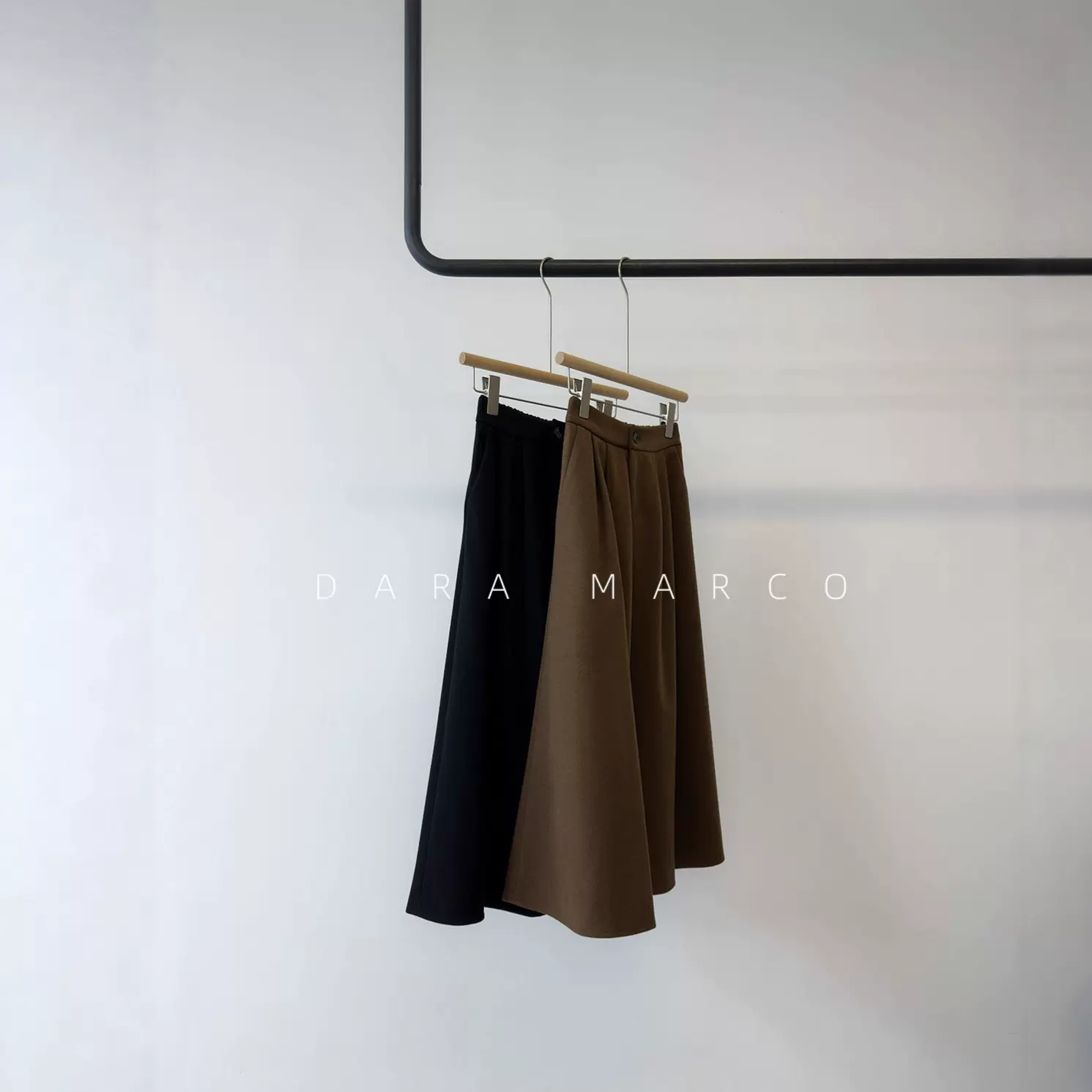 美拉德色系毛呢A字伞裙立体蓬松斜纹肌理优雅半身裙秋冬复古显瘦