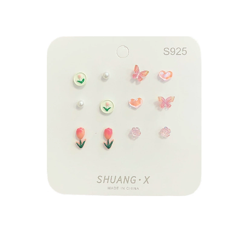 Summer earrings, cute silver needle