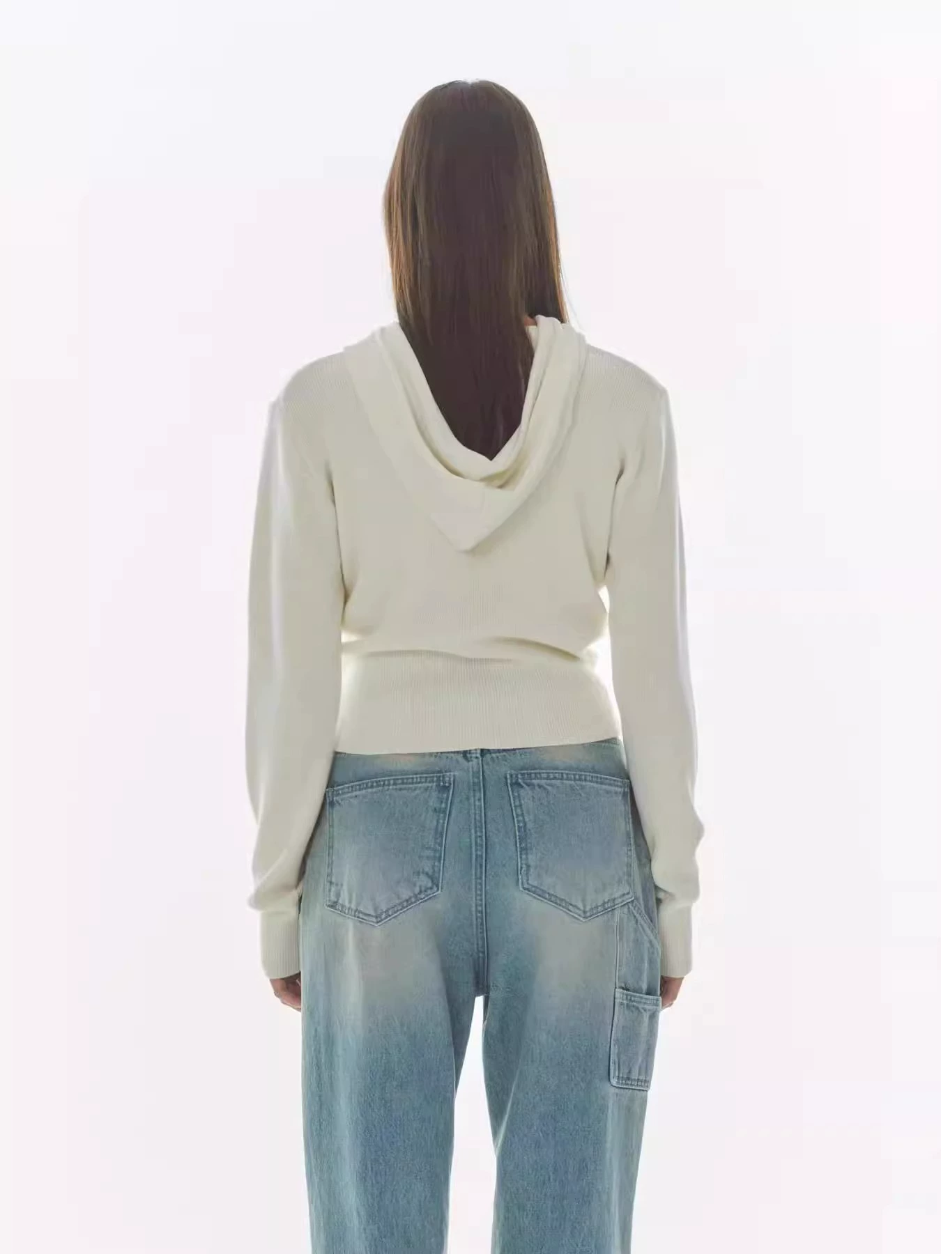 Hoody, knitted sweater with zipper, jacket