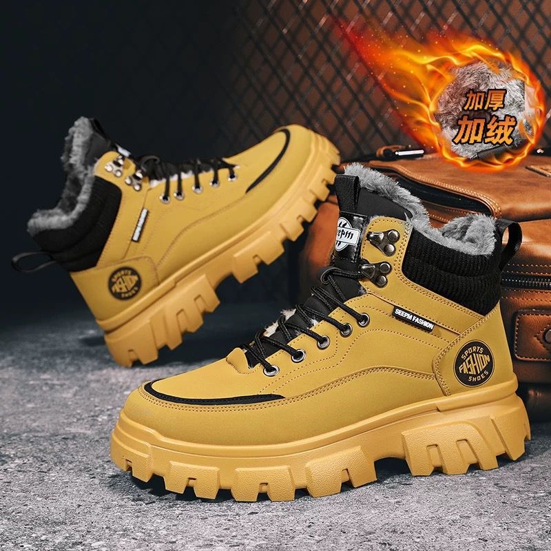 Martin botas para hombres otoño y invierno alto estilo británico botas de arroz para hombres con zapatos de algodón grueso al aire libre botas impermeables