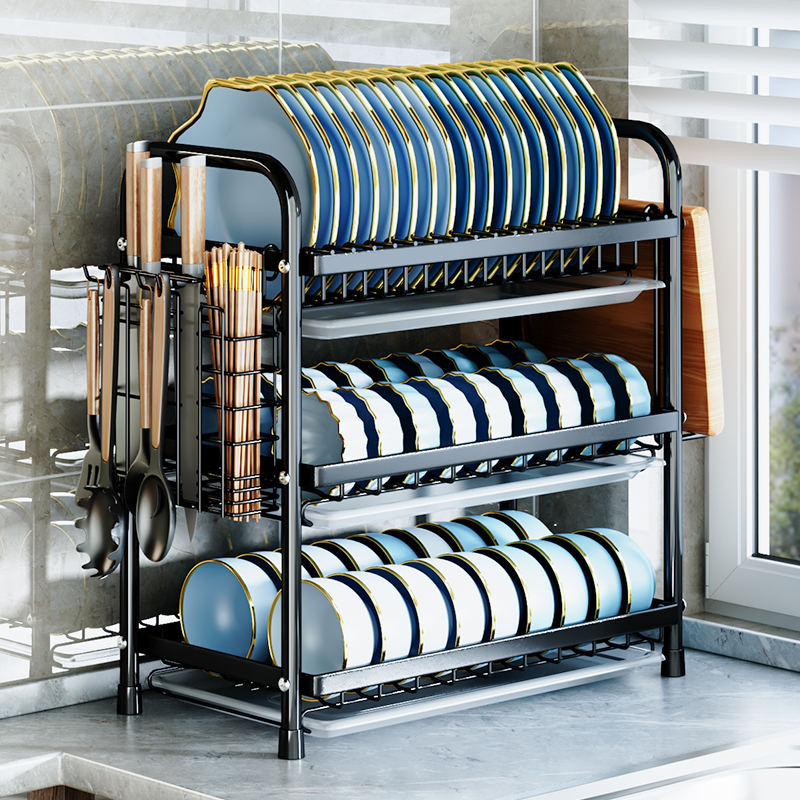Estantes de cocina, almacenamiento de platos, armarios domésticos, encimeras, multifunción, tablas de cortar, platos, cuchillos, palillos, estantes de drenaje Wang Zhi