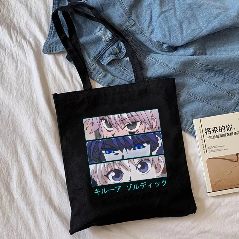 Transfronterizo Hunter X Hunter dibujos animados impreso lienzo bolsa de hombro Harajuku estudiante bolso bolsa de compras