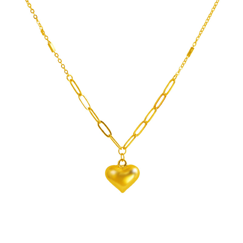 Simple 3D hueco en forma de corazón traje en forma de corazón pulsera elegante collar de las mujeres con aleación de cobre de moda del todo fósforo