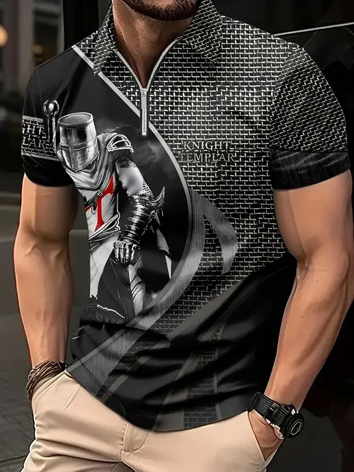 2025 nuevo producto Amazon nuevo estilo europeo y americano casual transfronterizo todo fósforo color de manga corta cremallera camisa POLO MB13