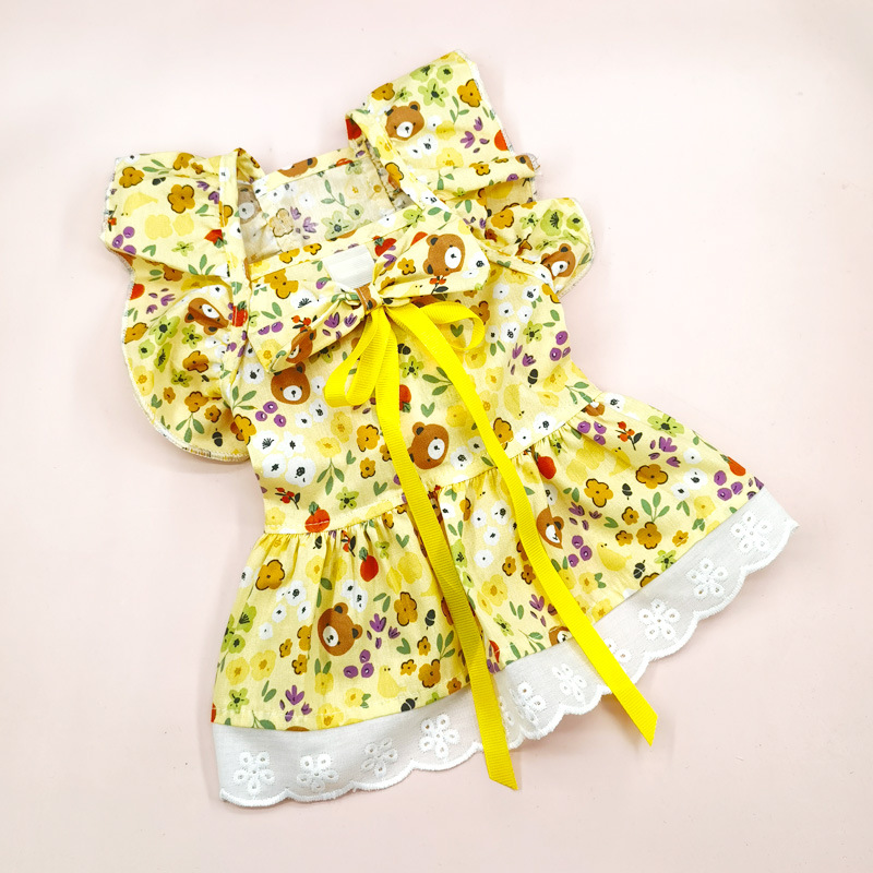 Cute Cotton Flower Bow Knot Pet Clothing display picture 10