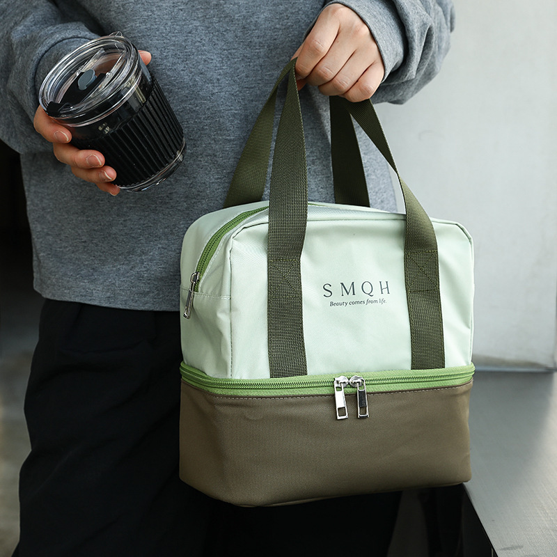 2-in-1 Large-Capacity Lunch Bag, Hand-Carryable, Stain-Resistant, High-Appearance, Highly Waterproof, Office Lunch Box Bag with Thermal Insulation