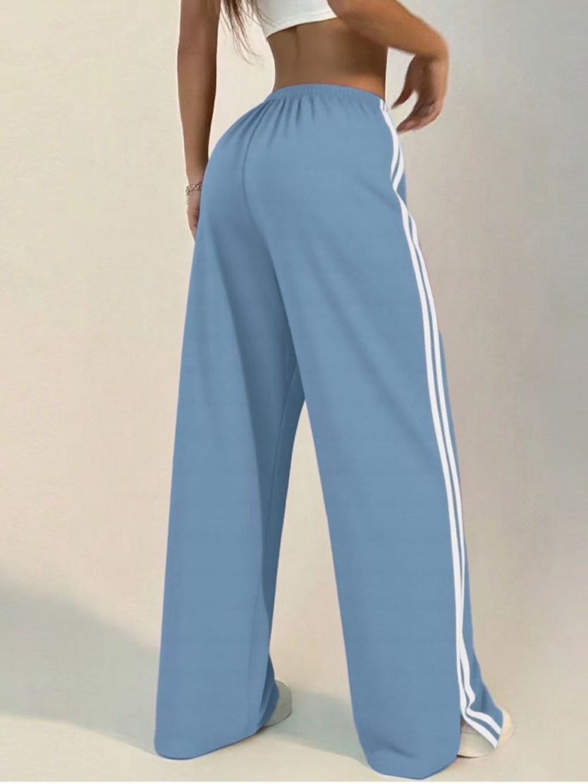 High-waisted Wide-leg Lounge Pants With Side Stripe Detail_voghion.com