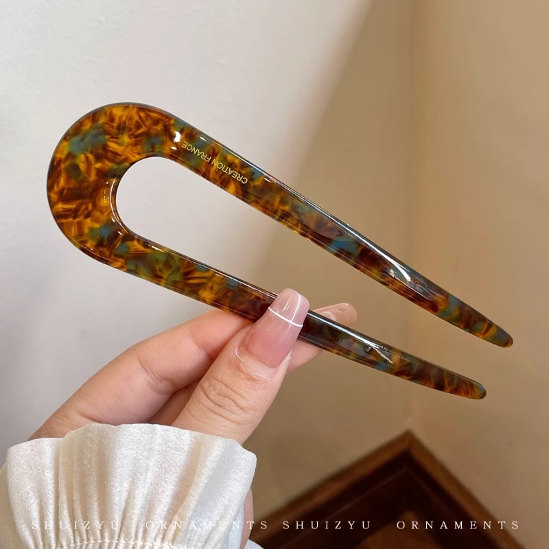 2025 nueva horquilla perla en forma de U para mujer, pinza para el cabello, artefacto fijo para el cabello, horquilla de sentido avanzado, tocado