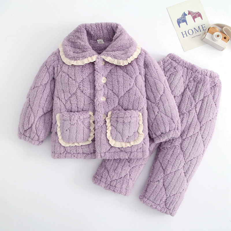 儿童夹棉花边紫色800