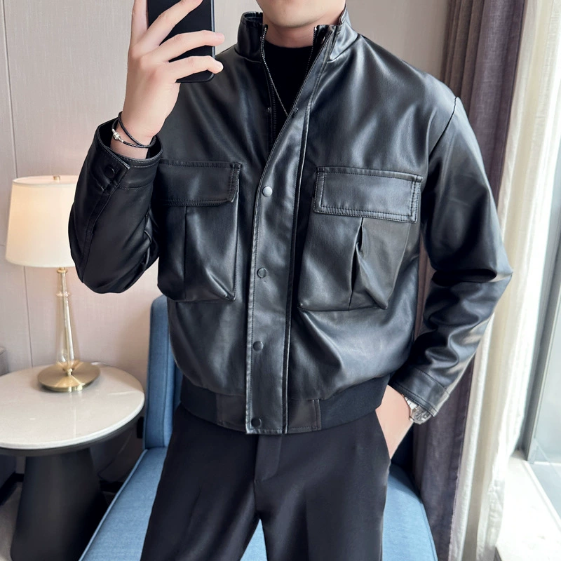 Demi-season polyurethane jacket, high-quality style