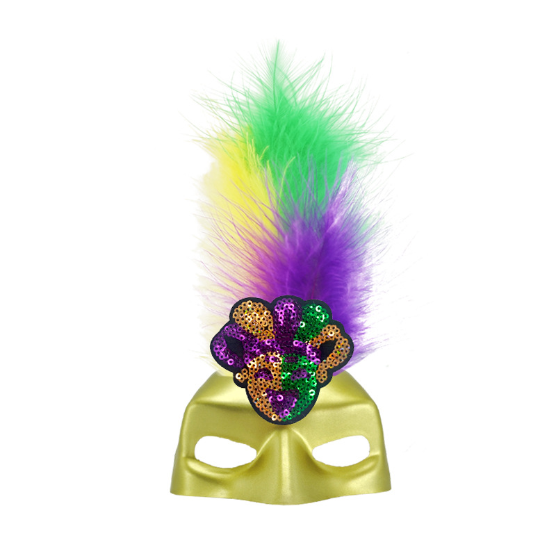 Nuevas máscaras de gatos transfronterizas, pilares, plumas tricolores, fiesta de carnaval brasileño, dibujos animados, props para mascotas