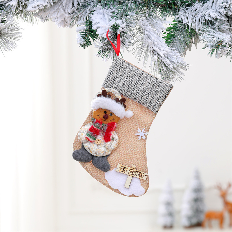 新品mサイズクリスマスソックスクリスマスキャンデーギフトバッグ装飾用品木製ブランドクリスマスソックス装飾ストラップ付き|undefined