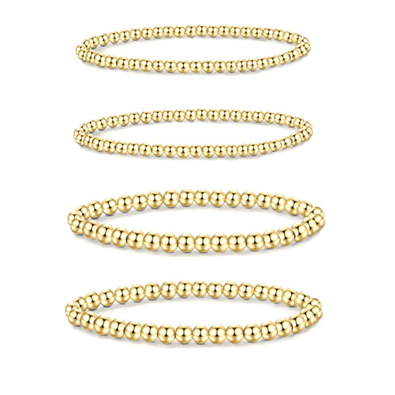 2 pezzi Ho che vendono bracciale con perline in oro genuino placcato in rame 14K, catena da donna color reenion_voghion.com