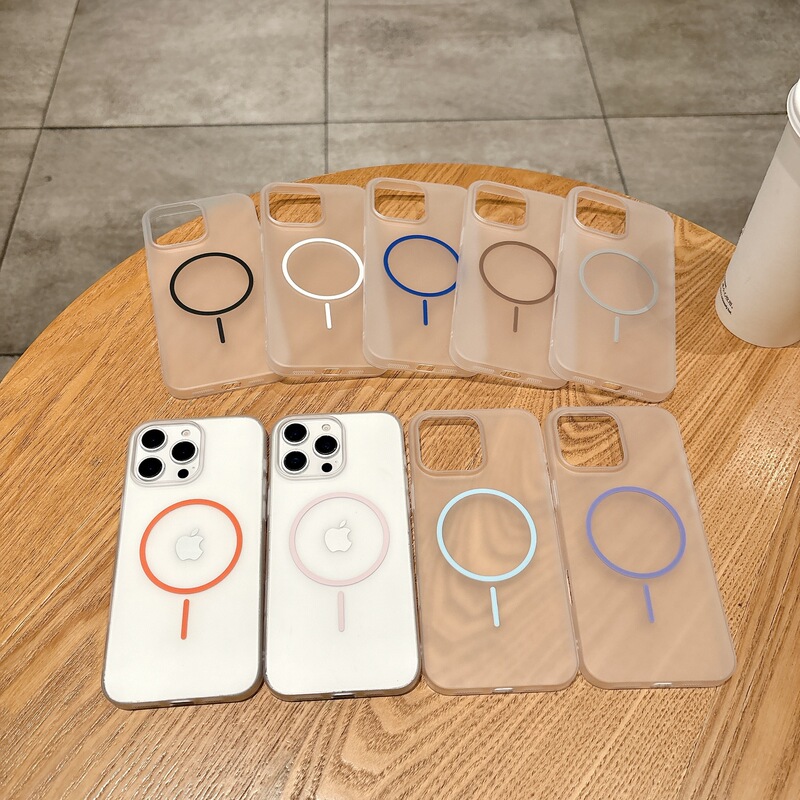 Suitable for Iphone16Pro Transparent High-End Thin Circle Apple 14 Mobile Phone Case 15Promax Magnetic All-Inclusive 13