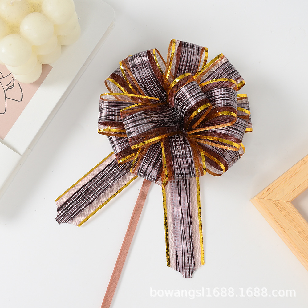 Decoración de regalo de Navidad Año Nuevo caja de regalo embalaje perezoso cinta dibujo flor 30 corteza patrón redondo 8-Sección bola flor