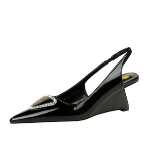 1097-K37 European and American banquet fashion women's shoes with high heels, sloping heels, glossy patent leather,