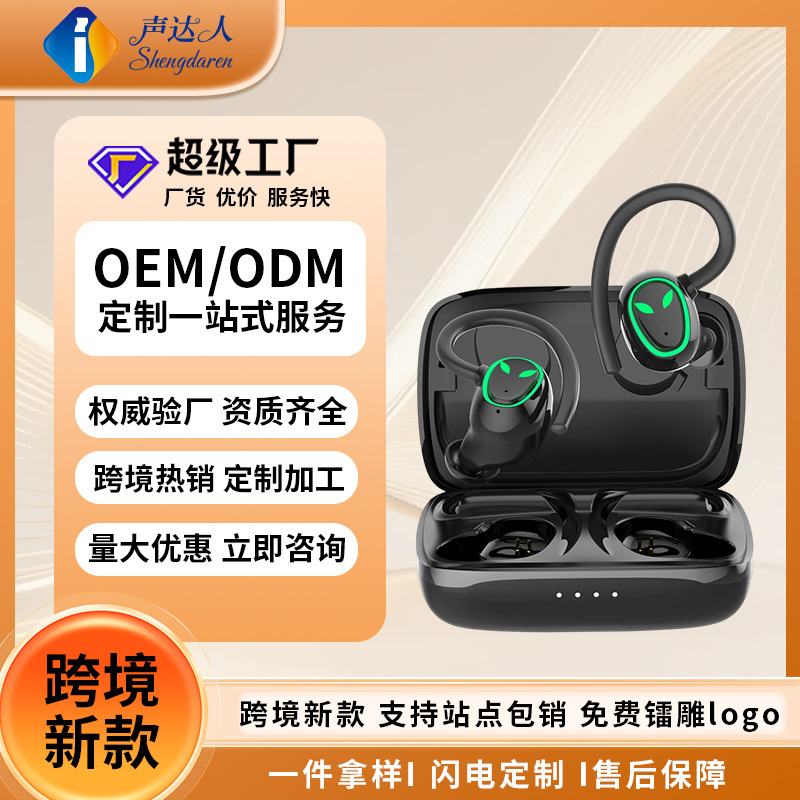 Carefully Selected Wholesale Popular Sports Bluetooth Earphones, Tws Ear-Hook Style, Smart Waterproof, Cool Led Lights, High-Quality Sound