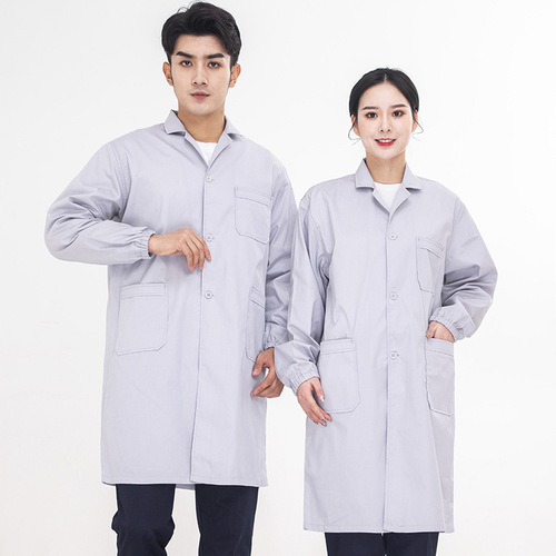 Anti-static lab coat, spring and autumn mesh long blue lab protective clothing, electronic chemical warehouse material handling.