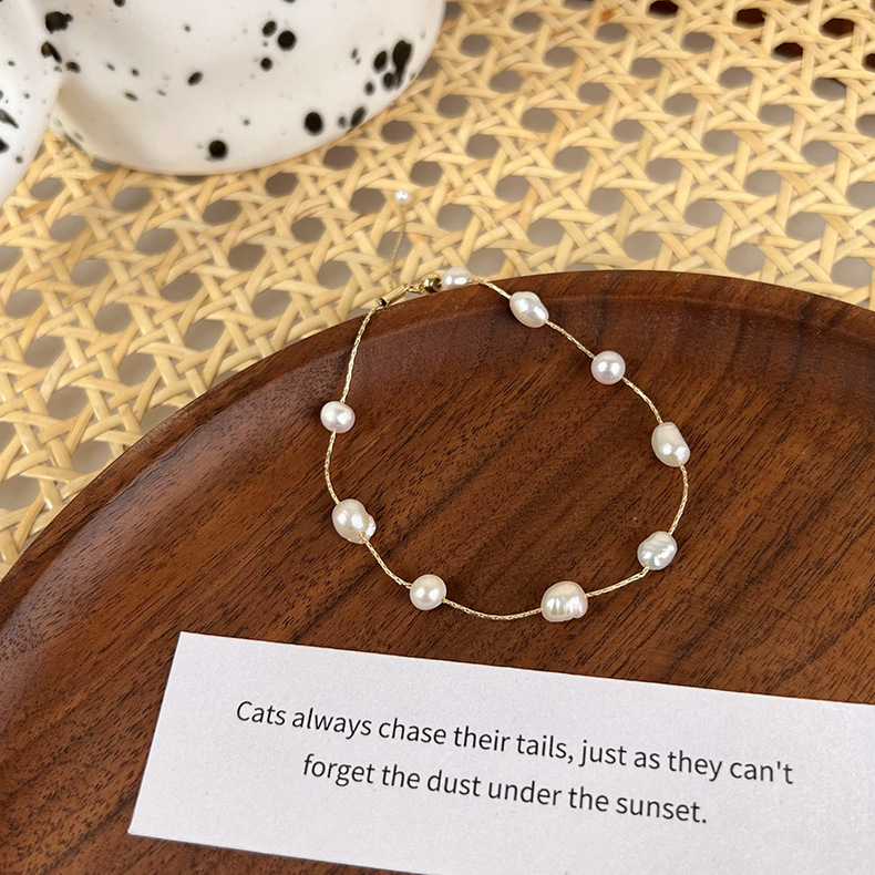 Korean Style Geometric Copper Bracelets Pearl Copper Bracelets