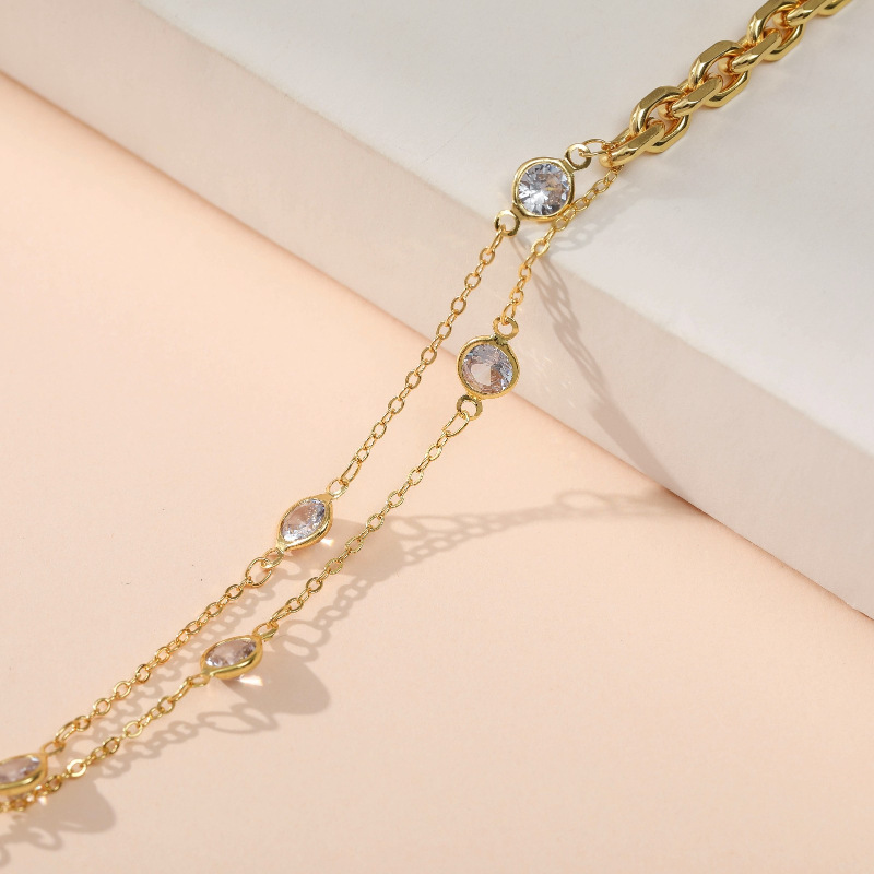 18K fashion inlaid rhinestone multilayer copper bracelet wholesale nihaojewelry