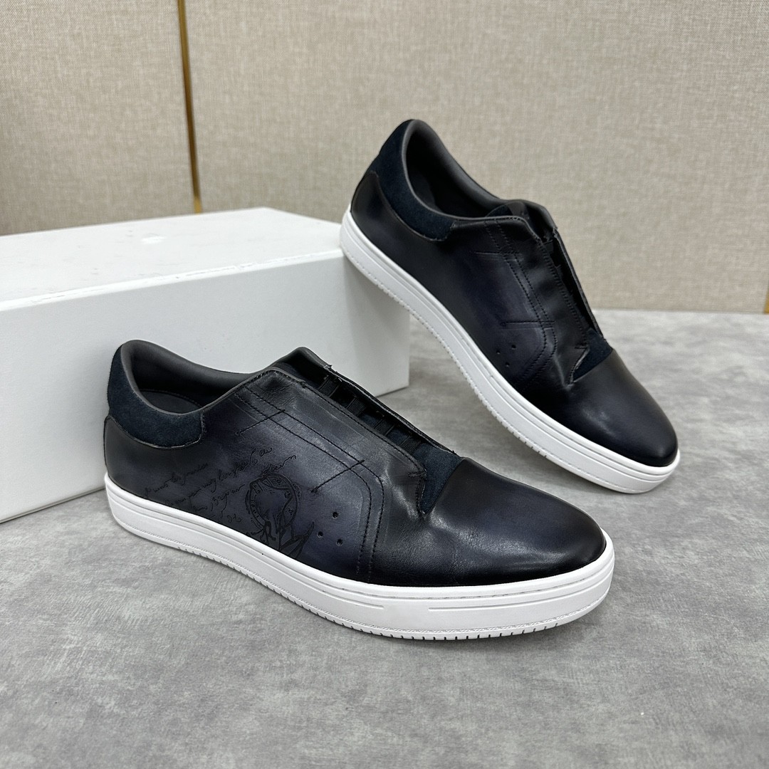 Elastic Band Leather Casual Shoes for Men, New Style Genuine Leather Sneakers, Men's Slip-On Shoes, Flat Shoes, Driving and Travel Shoes for Men