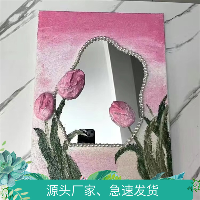 桌面台式化妆镜ins风少女公主镜宿舍学生梳妆台装饰异形镜子批发