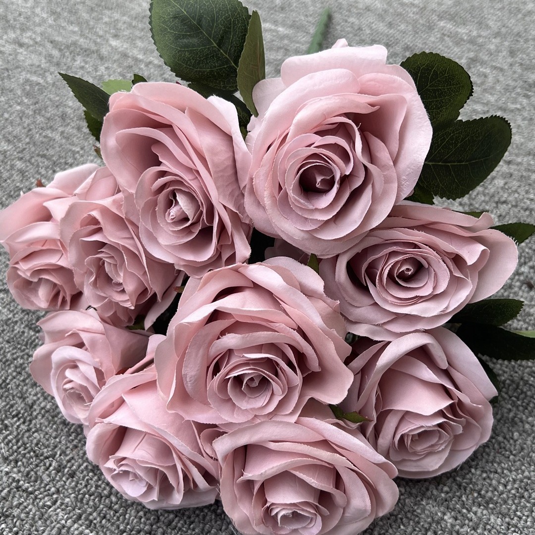 Simulación del Día de San Valentín rosa fabricante 3 sola rama multi-cabeza rosa decoración de la boda flor falsa al por mayor