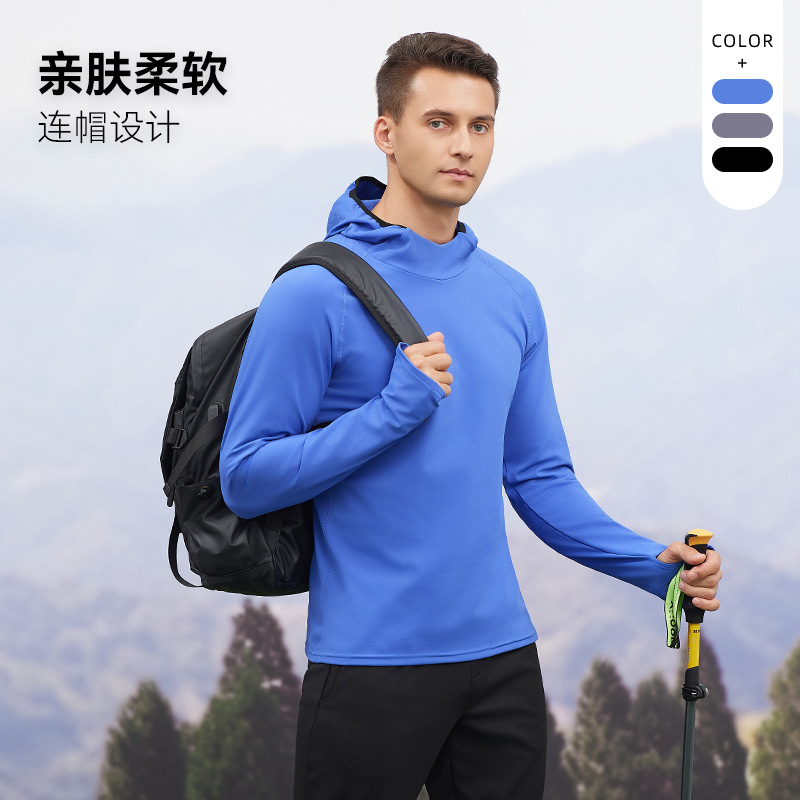 Autumn and Winter Sports Sweatshirts, Outdoor Casual Men's Velvet Tops, Running Fitness Long-Sleeved Hooded Sports Jackets