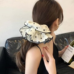 温柔气质褶皱大朵波点大肠发圈2025新款扎头发头绳高级感头花发饰
