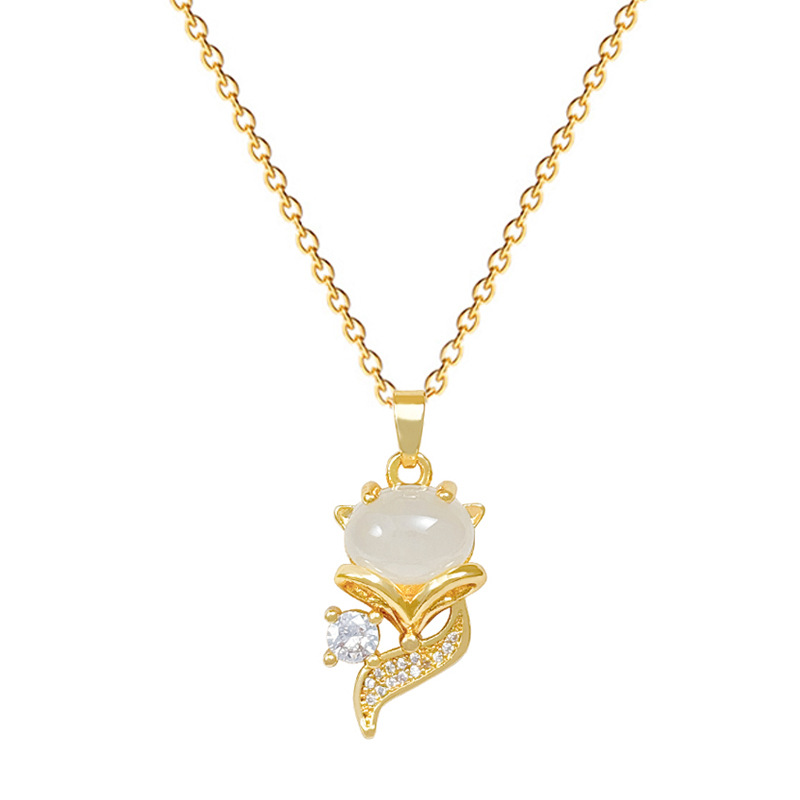 Luxe ketting met kattenoog vos in titaniumstaal voor dames_voghion.com