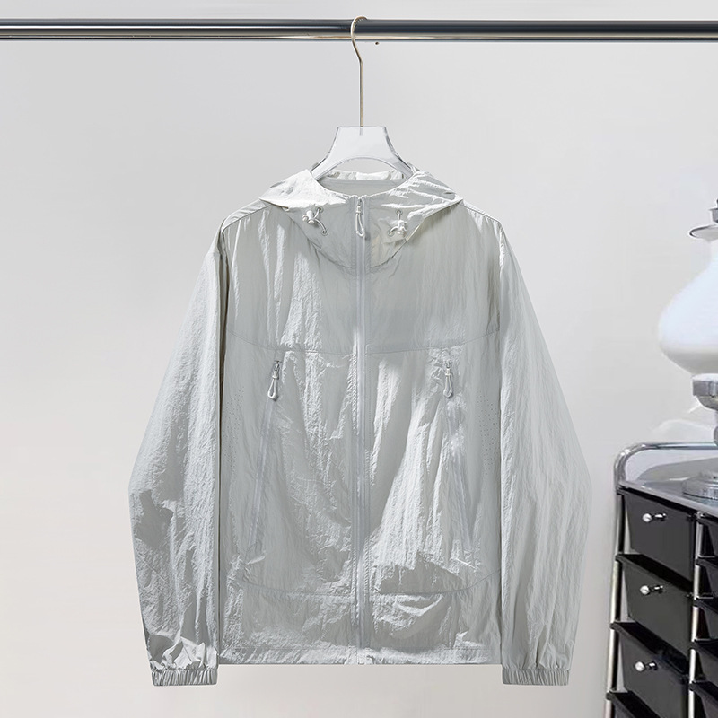卸売夏の日焼け止め服薄いカジュアル無地フード付き通気性ジャケットカップル着用屋外 UPF50 + 日焼け止め服|undefined