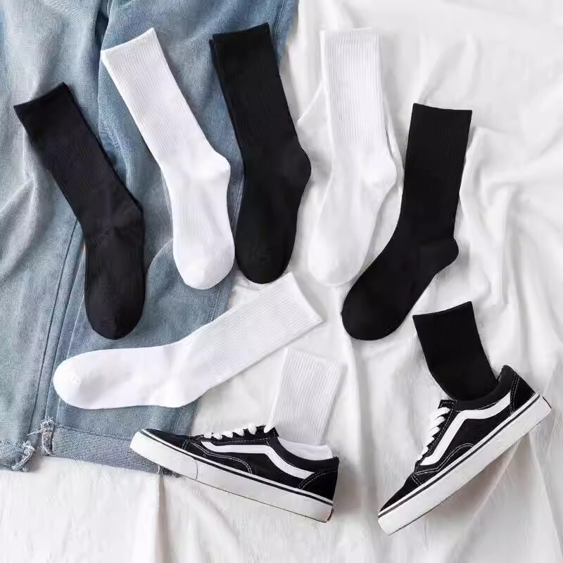 Socks for Boys Pure Black and White Cotton High-Top Couple Autumn and Winter Seasons Breathable Moisture-Wicking Long Basketball Mid-Calf Socks for Women Socks for Boys Pure Black and White Cotton High-Top Couple Autumn and Winter Seasons Breathable Moisture-Wicking Long Basketball Mid-Calf Socks for Women