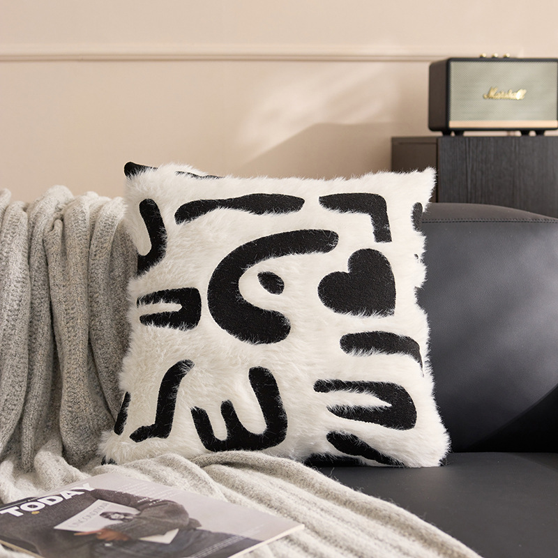 Elegante sensación de lujo ligero funda de almohada sofá almohada cojín de cintura almohada de estilo artístico abstracto de alto nivel versátil