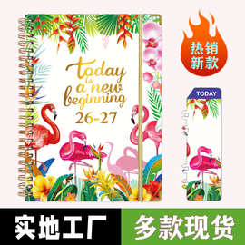 跨境亚马逊26-27年英文记事本A5金属线圈笔记本周计划日程规划本
