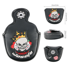 Golf putter cap cover club cap cover PU protective cover skull playing card pattern cross-border new factory direct sale