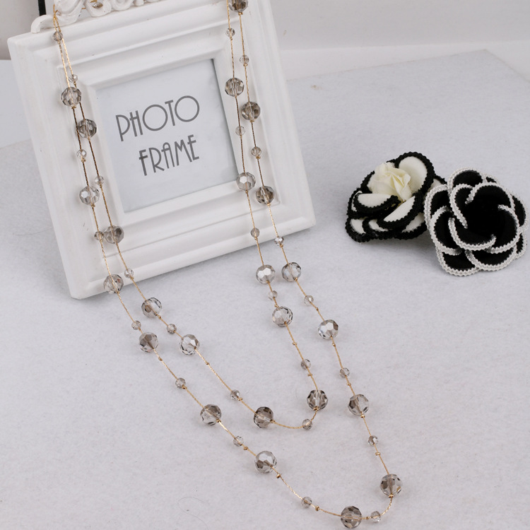 40g Weight Sweater Chain, Long Necklace Classification Alloy Chain Material 1 Piece Quantity Holiday, Daily Occasion Artificial Crystal, Alloy Material Round Pattern Women's Gender Beaded Design Simple Style Style Simple Style Round Artificial Crystal Alloy Beaded Women's Sweater Chain Long Necklace 2