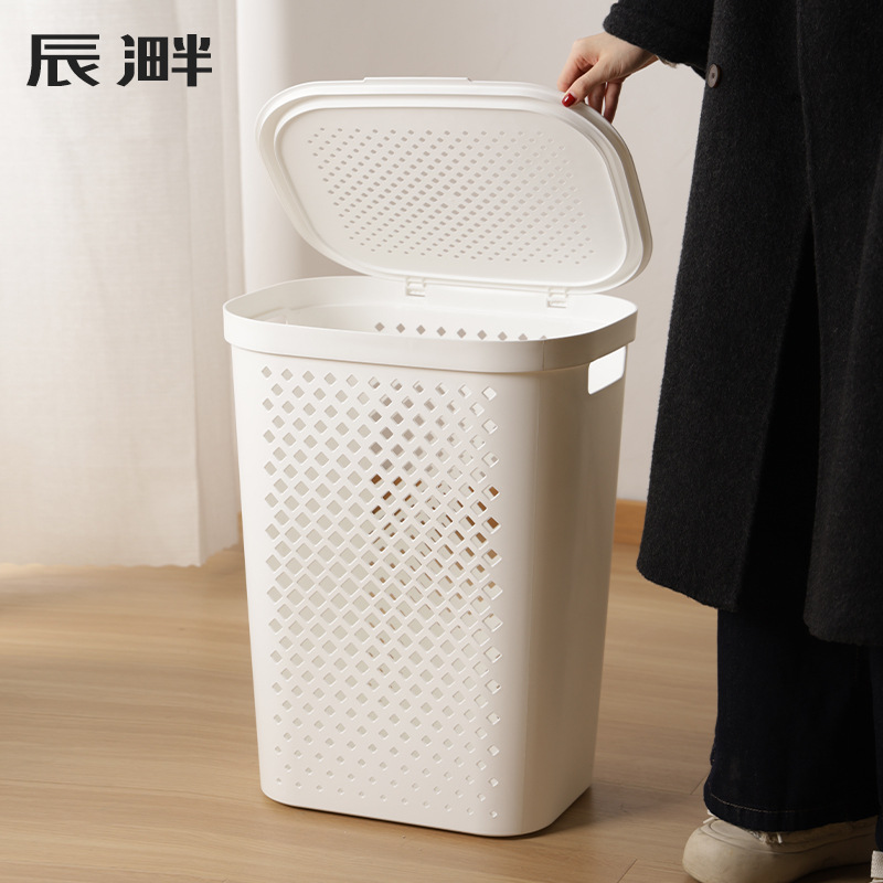 Large Portable Dirty Clothes Basket with Lid Scandinavian Storage Basket Household Large Capacity Bathroom Japanese Style Dirty Clothes Laundry Basket