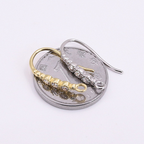 S925 sterling silver zircon exquisite ear hook DIY earrings earring material accessories with ring set with diamond connecting ear hook